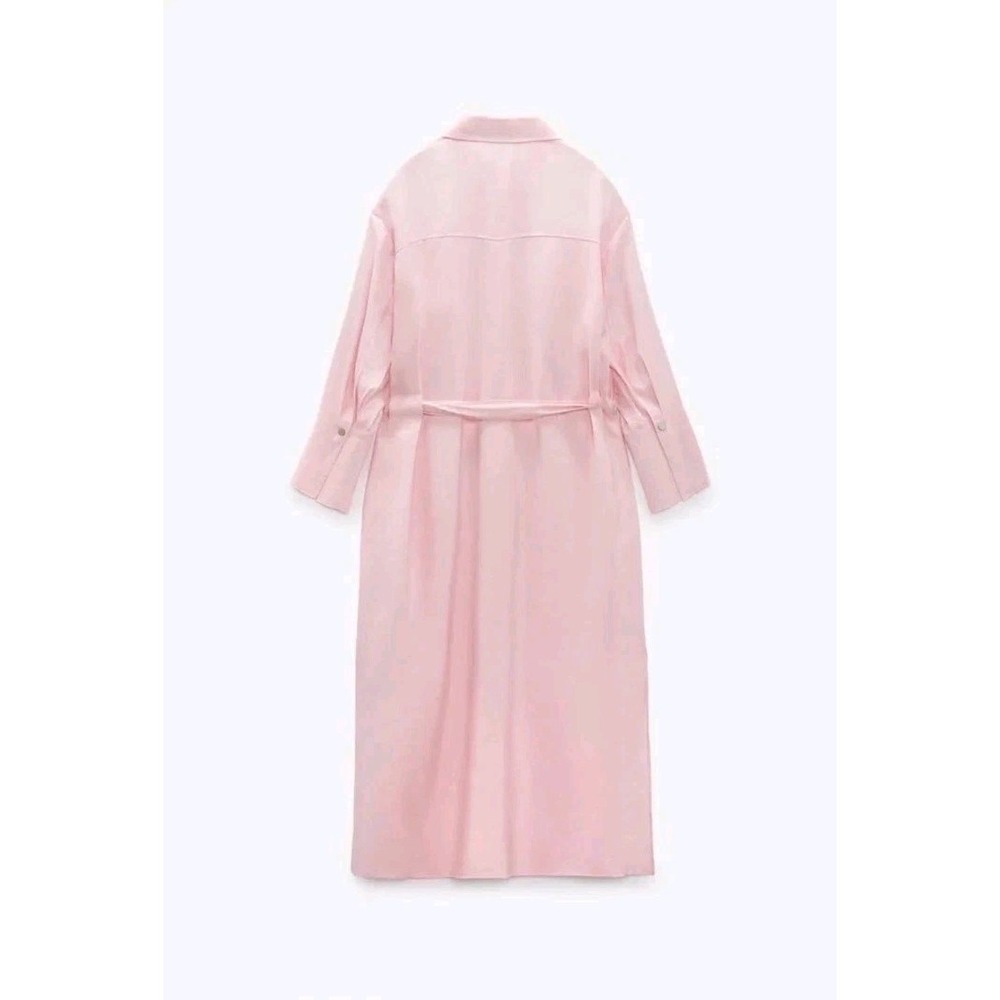Zara Soft Pink Midi Shirt Dress with D-Ring Belt - Picture 5 of 16